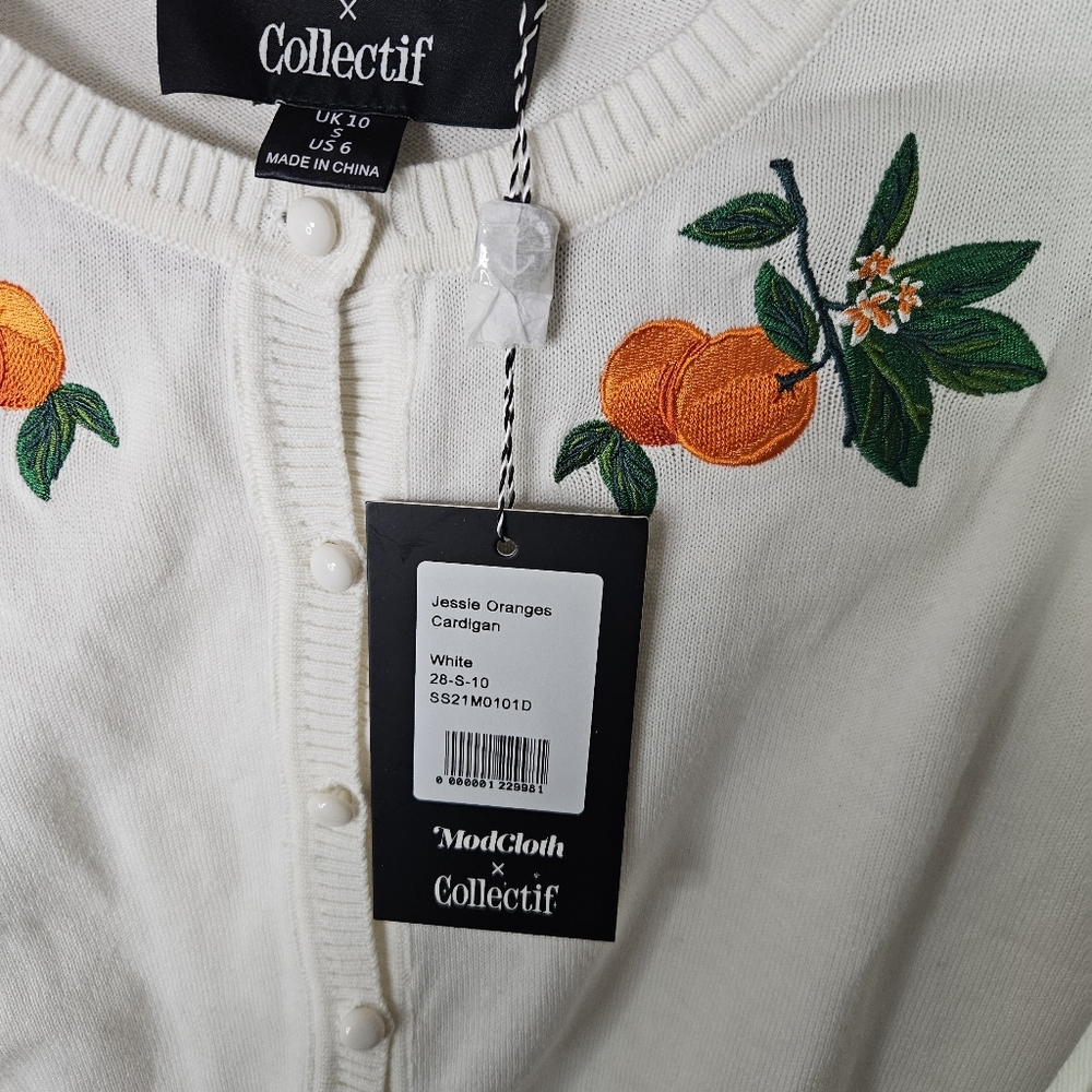 Modcloth X Collectif Jessie Oranges Cardigan Size 6 - Picture 10 of 12